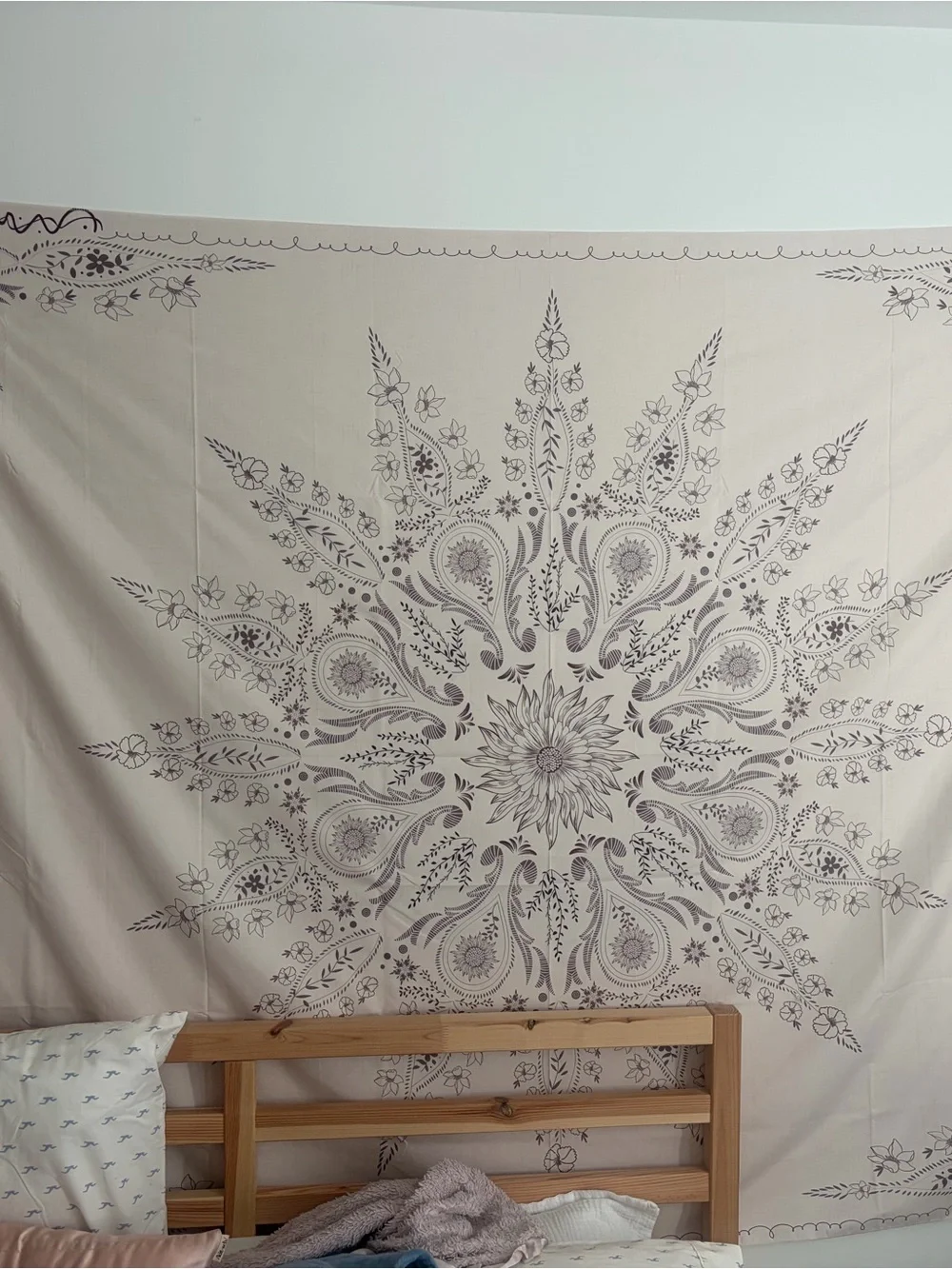 Amazon Boho Mandala Tapestry in Cream and Taupe